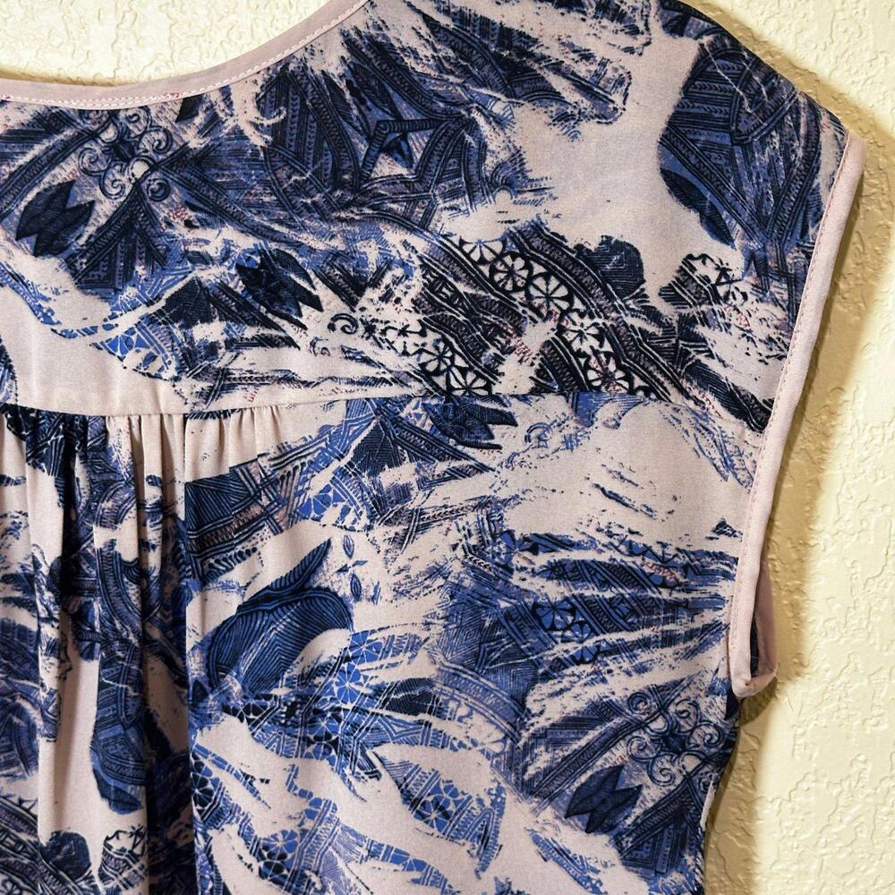 RED Saks Fifth Avenue nude‎ floral sheer fringe top size S - Picture 9 of 9